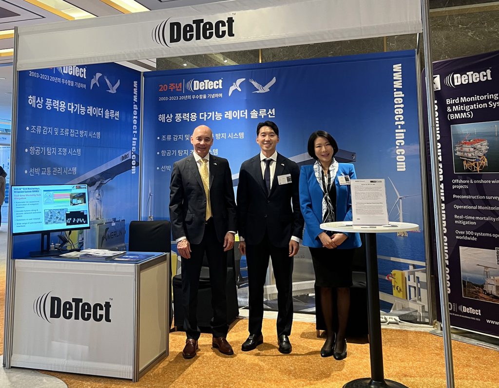 Mr. Suh is seen here at the 2nd Korea Wind Summit with DeTect CEO Gary Andrews and Jawon Kim Sales & Marketing Associate
